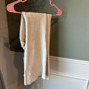 High Waisted Aerie Cream Ribbed Flare Pants